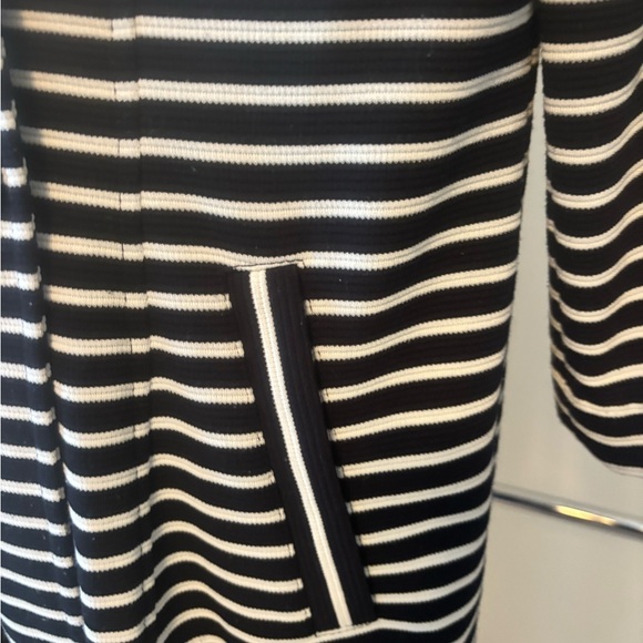Cabi Navy Blue and White Striped Trench Coat - Picture 6 of 7